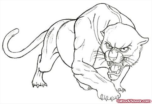 Outline Panther Tattoo Design