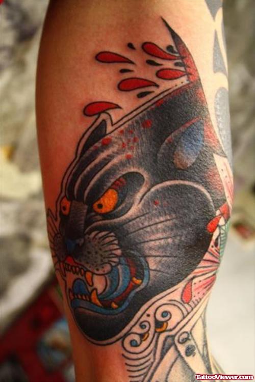 Old School Panther Head Tattoo