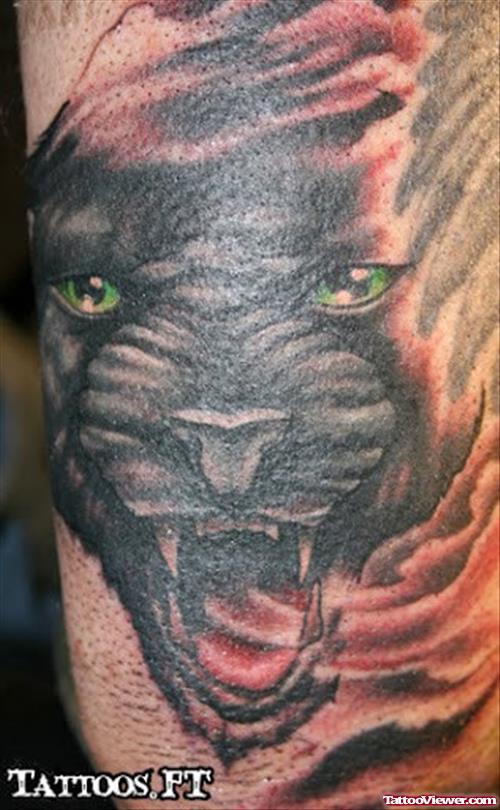 Dark Ink Panther Head Tattoo