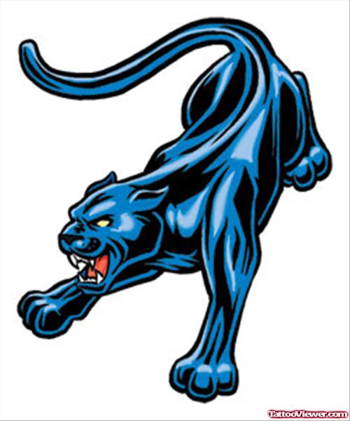 Blue And Black Panther Tattoo Design