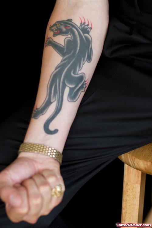 Black Panther Tattoo On Right Forearm