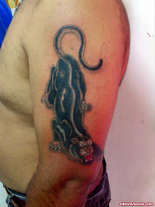 Black Panther Tattoo On Man Left Sleeve