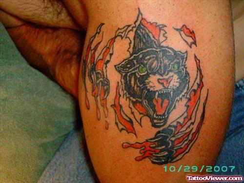 Ripped Skin Panther Tattoo