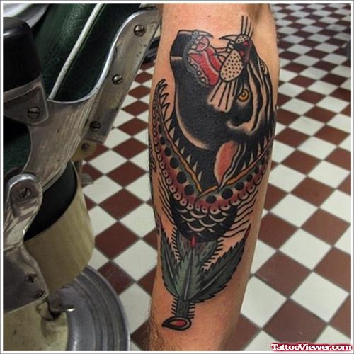 Color Panther Tattoo On Sleeve