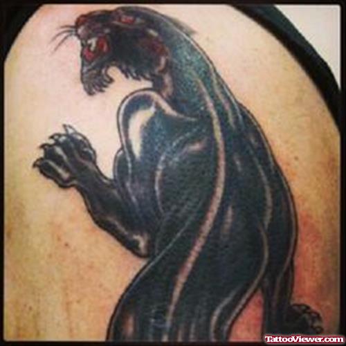 Black Panther Tattoo On Left Shoulder