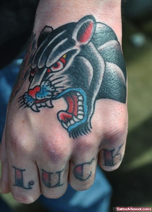 Black Panther Tattoo On Left Hand