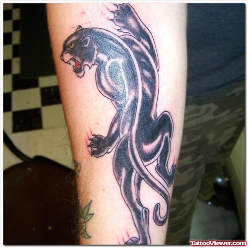 Awesome Black Panther Tattoo On Forearm
