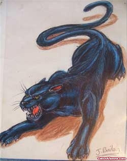 Amazing Crawling Black Panther Tattoo