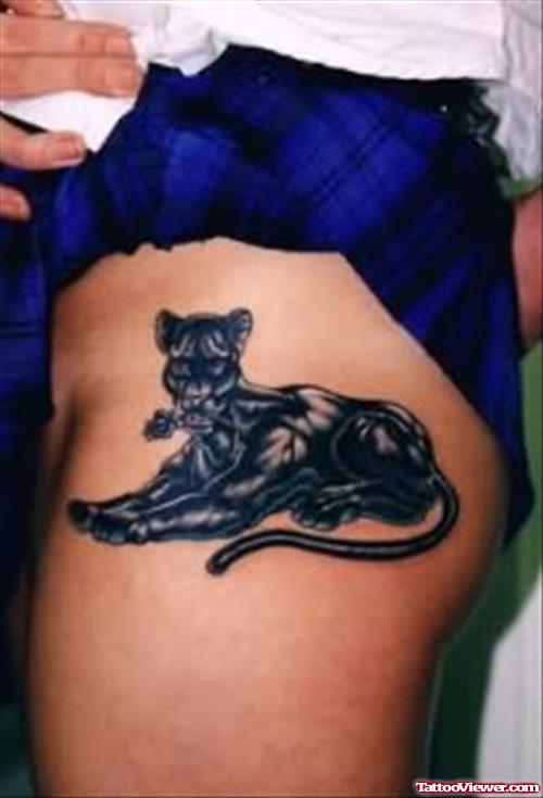 Black Panther Sitting On Shoulder Tattoo