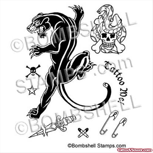 Panther Rubber Stamps Tattoo