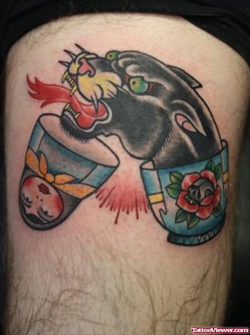Flower And Panther Tattoo
