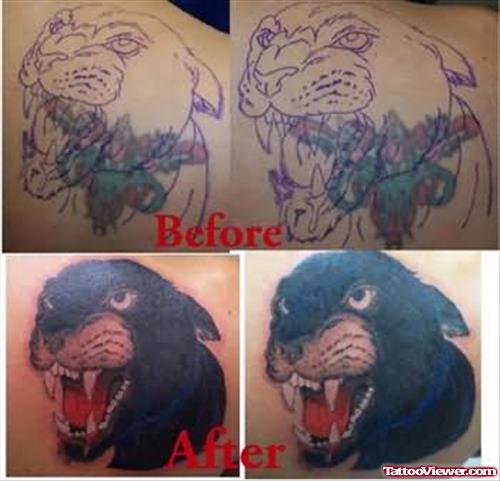 Colour Filled Panther Tattoo