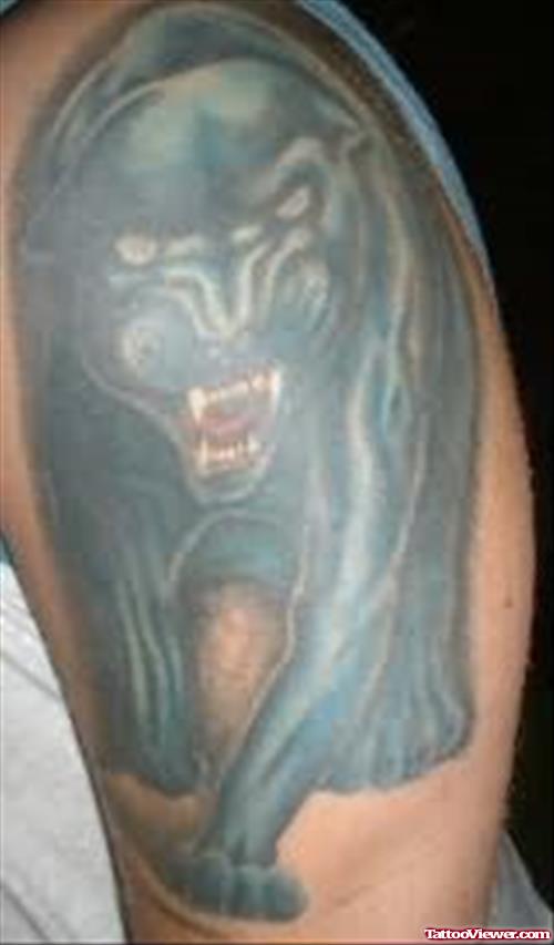 Blue And Black Panther Tattoo