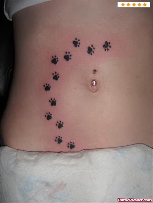 Panther Paw Tattoos On Belly
