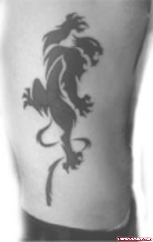 Tribal Panther Tattoo On Side Rib