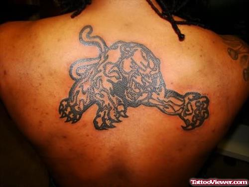 Tribal Panther Tattoo On Back Body