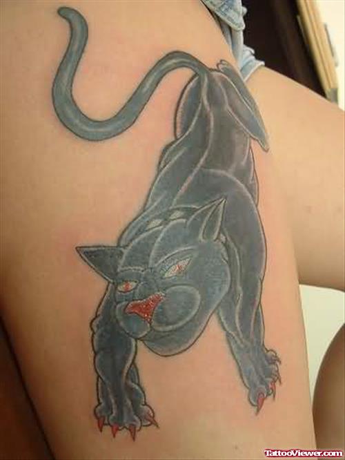 Red Nose Panther Tattoo On Arm