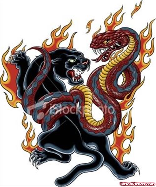 Panther And Cobra Tattoo Design