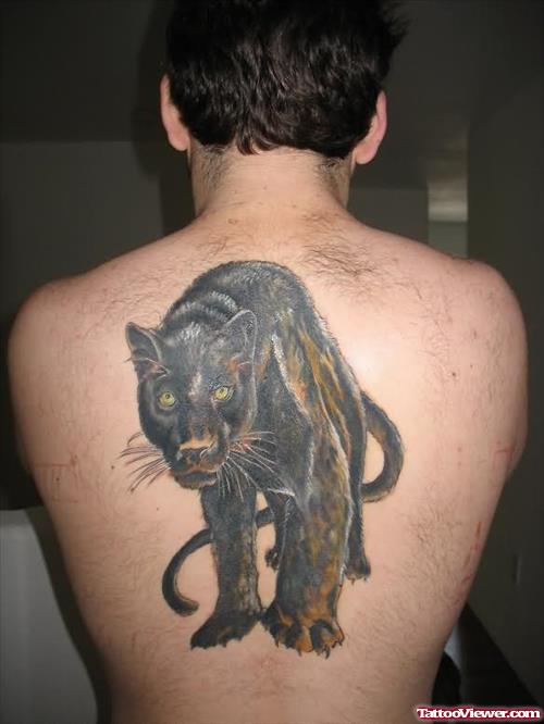 Awesome Panther Tattoo On Back
