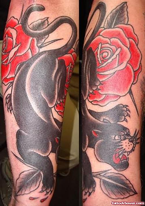 Rose And Black Panther Tattoo