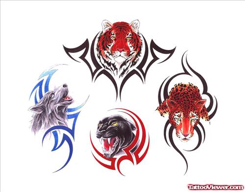 Panther And Tiger Tattoo Design