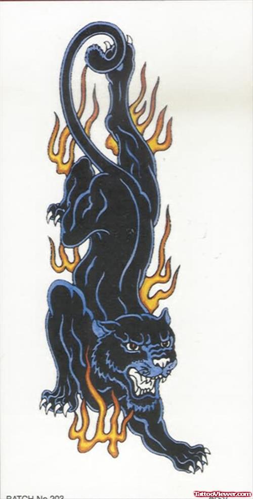 Flame And Panther Tattoo