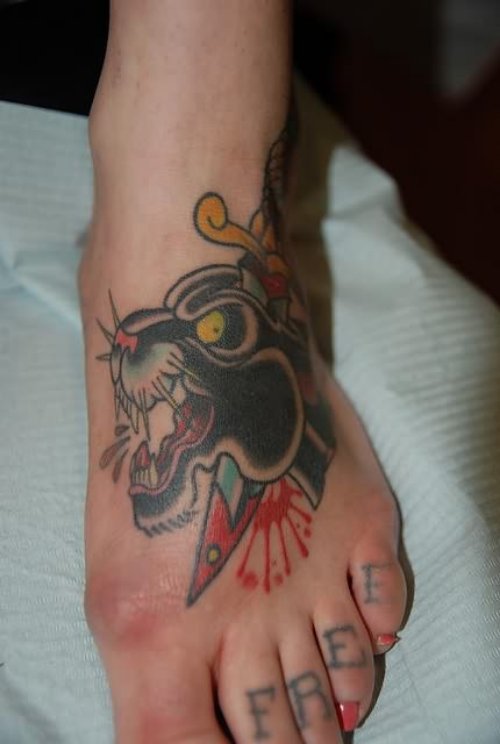 Panther Tattoo For Feet