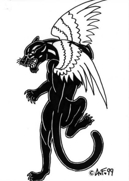 Winged Black Panther Tattoo Design
