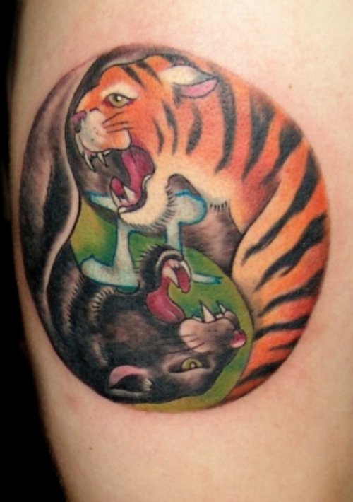 Tiger And Panther Yin Yang Tattoo