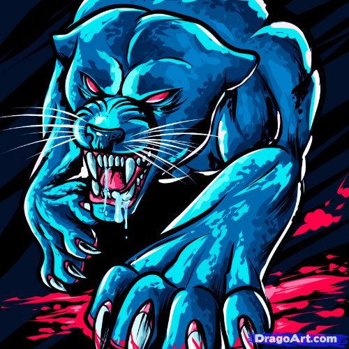 Color Ink Angry Panther Tattoo Design