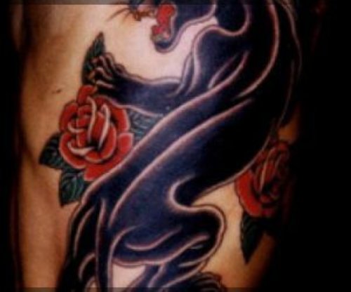 Rose Flowers And Panther Tattoo