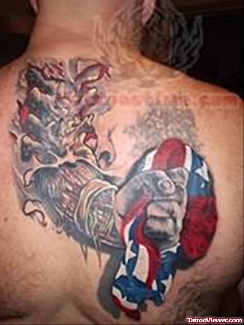 Patriotic Tattoo On Back Body