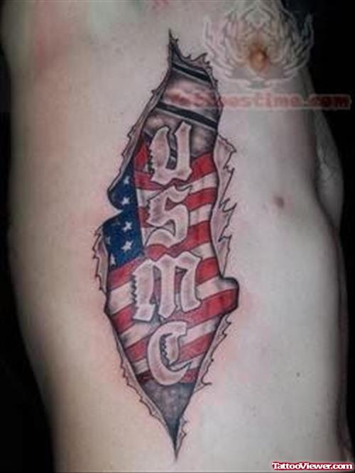 Awesome Patriotic Tattoo On Side Rib