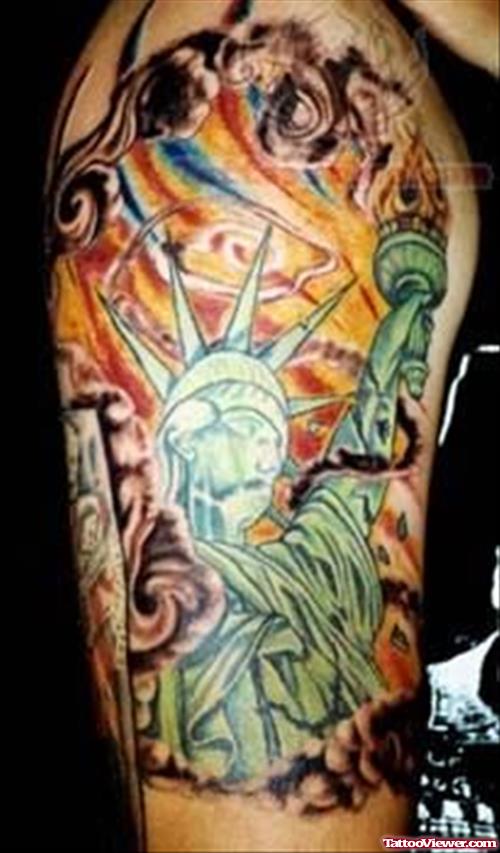 Statue Of Liberty Tattoo On Shoulder