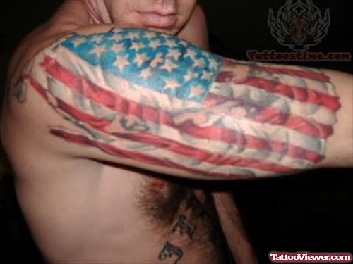 American Flag Tattoo On Biceps