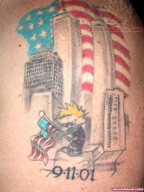 Patriotic  America Attack Tattoo