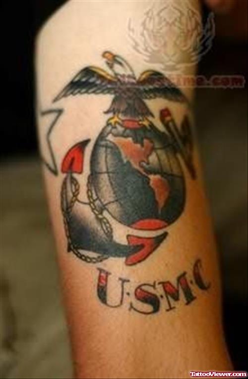 Patriotic Bird Tattoo On Biceps