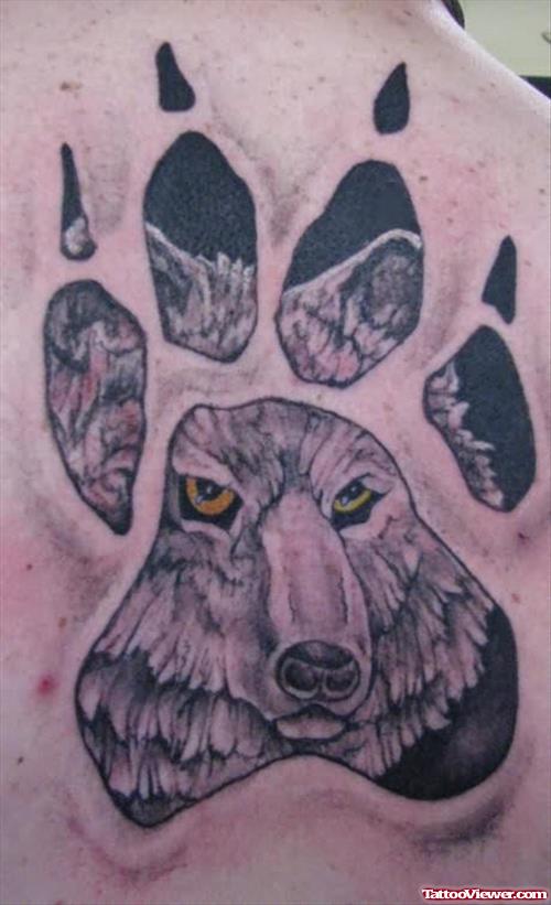 Large Paw Print Tattoo On Back