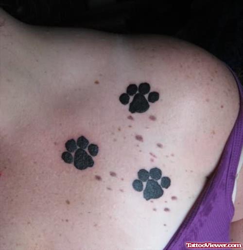 Paws and Dirt Marks Tattoo On Shoulder
