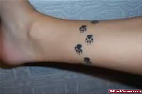 Paw Prints Tattoos For Ankle