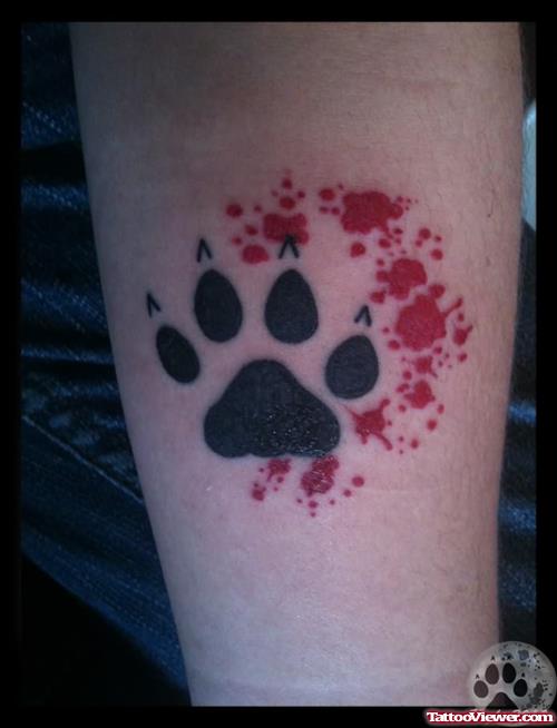Blood & Paw Tattoo On Arm