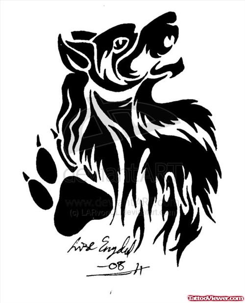 Wolf And Paw Tattoo Design