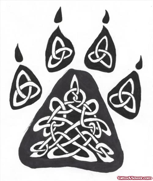 Celtic Wolf Paw Tattoo Design