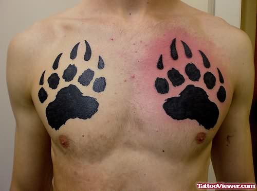 Bear Paw Print Tattoo On Chest