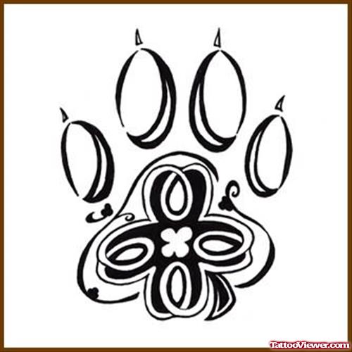 Clover Wolf Paw Tattoo Design