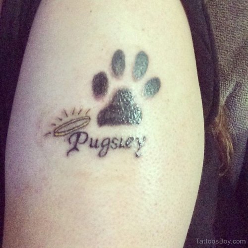 Pugstey Paw Tattoo On Left Shoulder