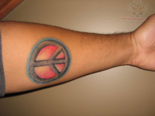 Peace Sign Tattoo On Men Arm