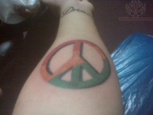 Color Peace Symbol Tattoo