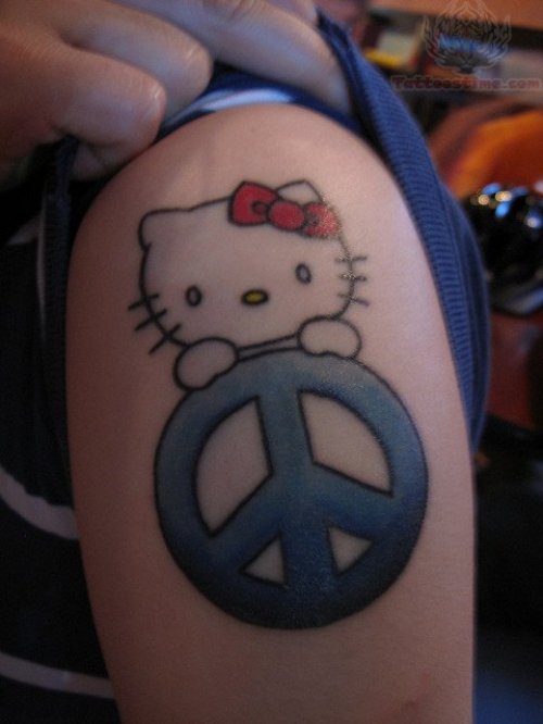 Peace Sign and Kitty Tattoo