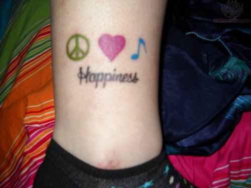 Peace and Happiness Tattoo On Leg